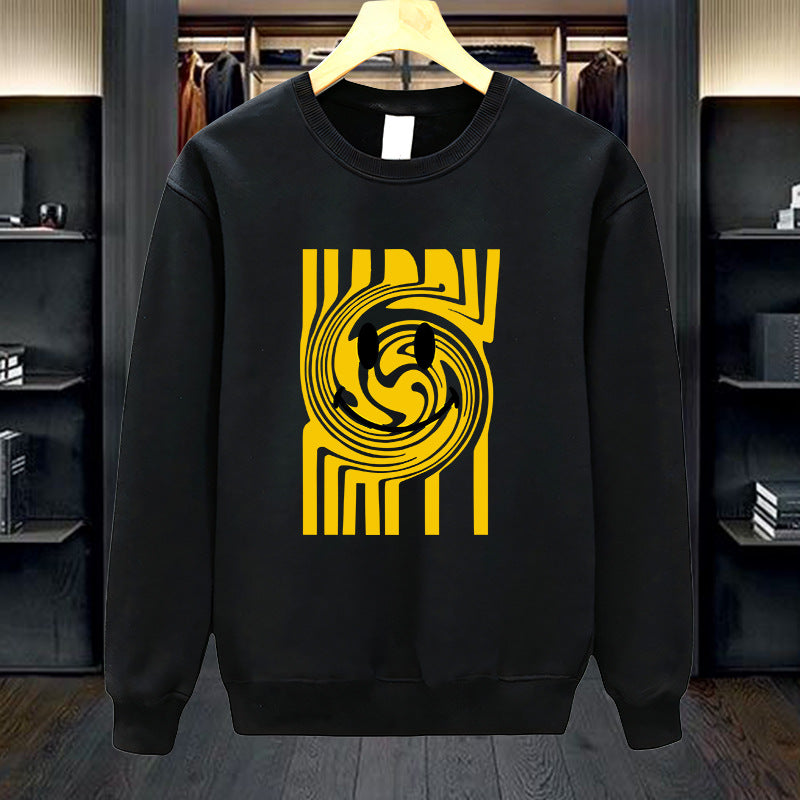 Men's Crew Neck Sweatshirt2024New Spring Autumn Winter Cool Loose Men's Smiley Face Long Sleeve Casual Trendy Jacket