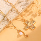 Celebrity Style Decorative Chain Jewelry Personalized Cross Alloy Pendant Necklace  Minimalist Style Clip Simple Internet Celebrity Collarbone Chain for Women