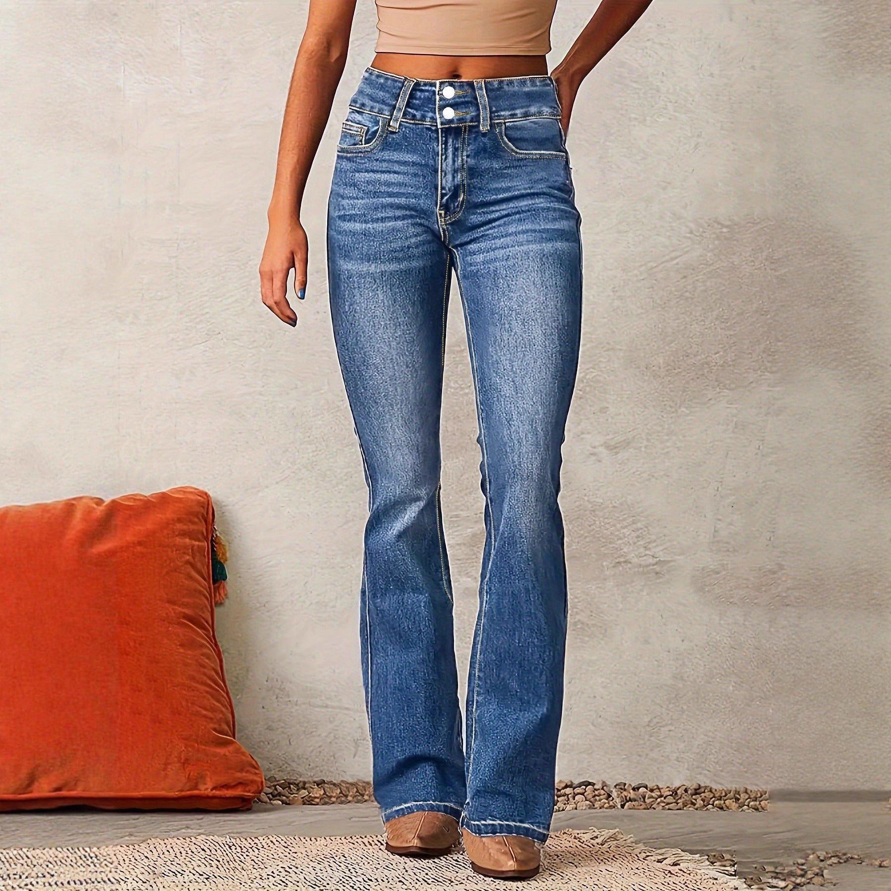 "Main Character" High-Waist Flare Jeans - Vintage Stretch Denim