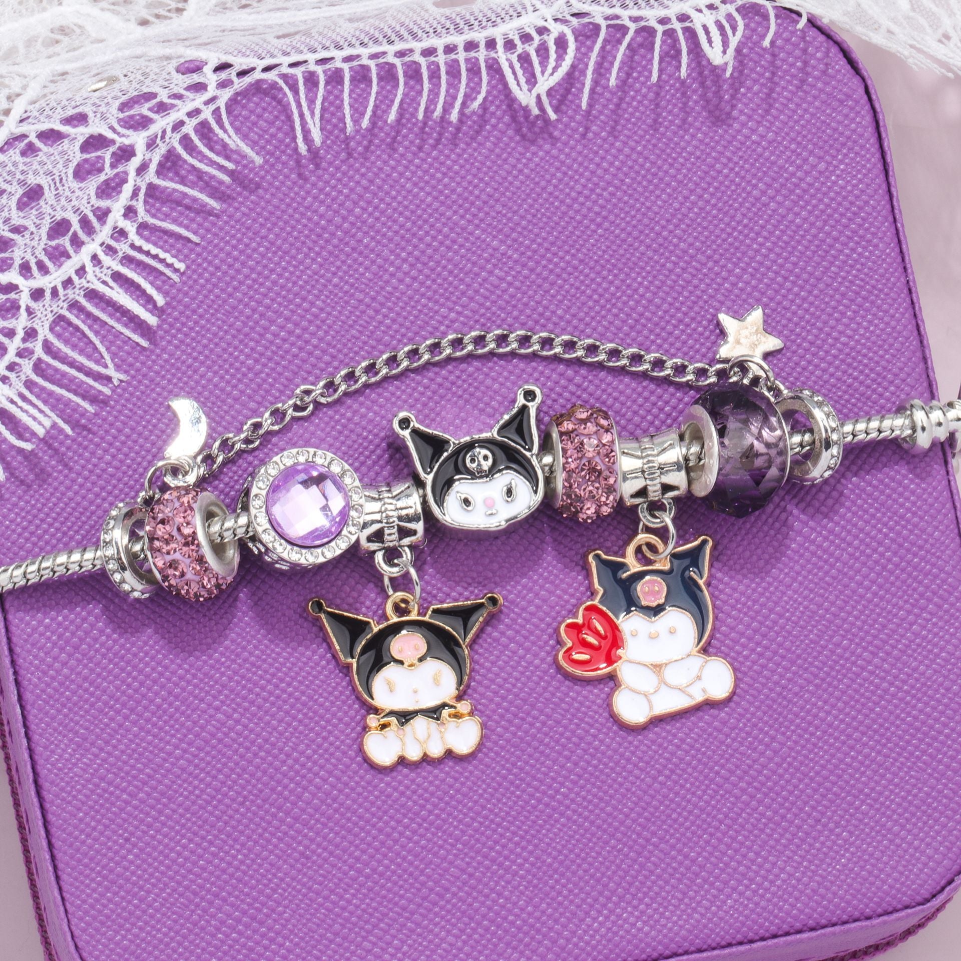 Hot Selling Sanrio Beaded Bracelet Cartoon Kuromi Labubu Beaded Bracelet Women's Accessories