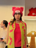 Correct Loverboy Plush Pig Knitted Hat Cat Ear Hat24Autumn and winter new cute thick unisex hats