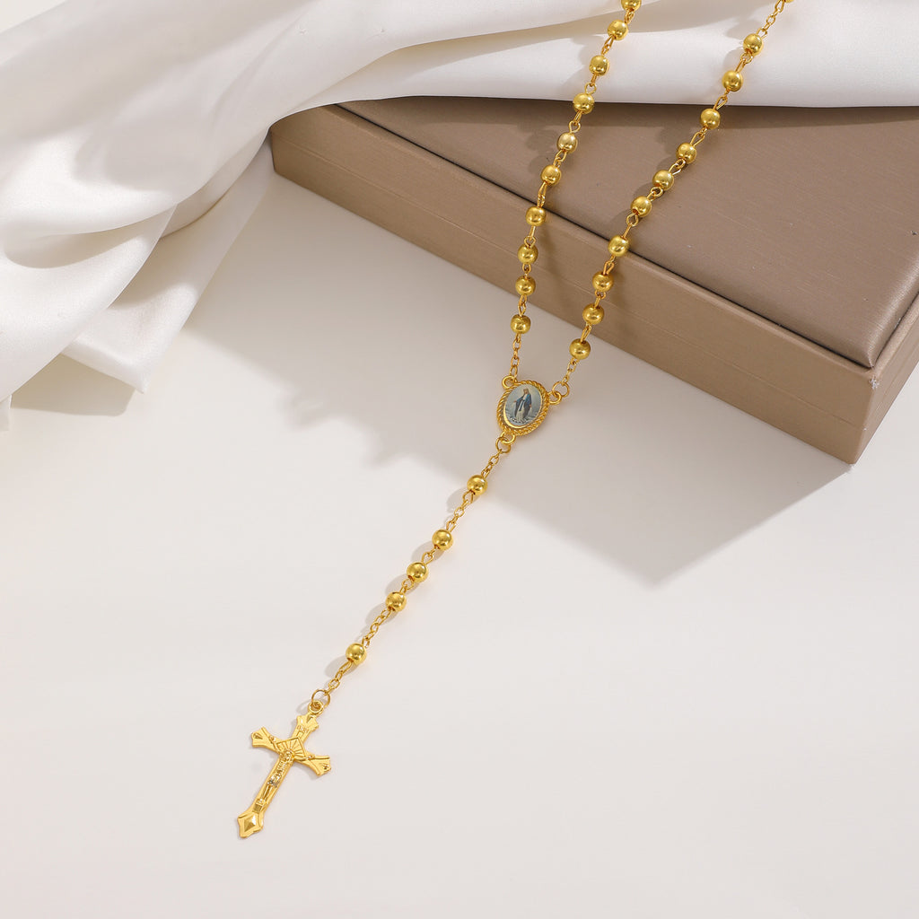 Celebrity Style Popular Cross Long Chain Necklace for Women Easter Trendy Jewelry Sexy Tassel Virgin Mary Pendant