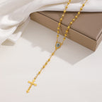 Celebrity Style Popular Cross Long Chain Necklace for Women Easter Trendy Jewelry Sexy Tassel Virgin Mary Pendant