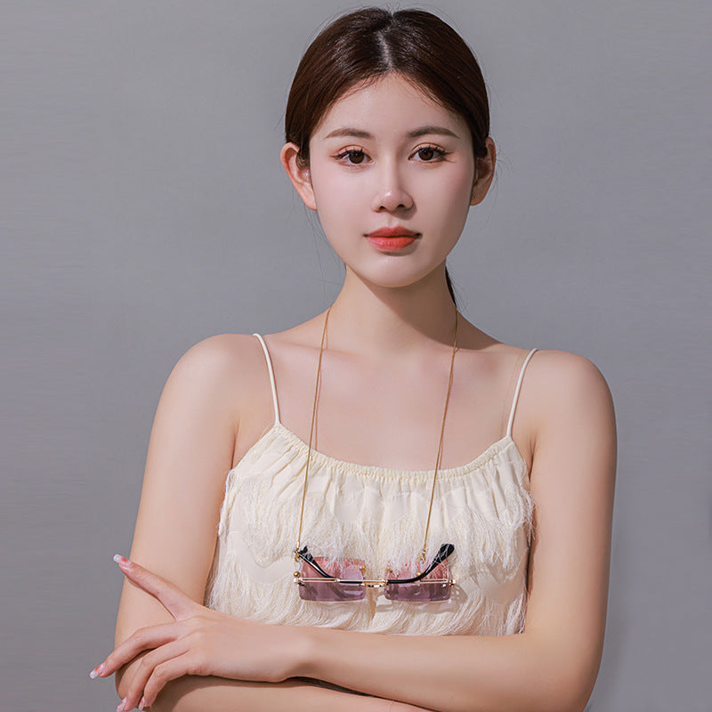 Celebrity Style Snake Chain Stainless Steel Non-Fading Mask Chain Titanium Steel Glasses Chain Women's Neck Hanging Men's Mask Rope Hanging Chain High-End Safety Protection