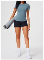 New Casual Sportswear t Women's Slim Fit Quick-Dry Barely-There Feel Fitness Top Shirt Running Yoga Short Sleeve