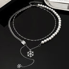 Celebrity Style Jewelry Niche Design Hot Girl Imitation Pearl Tassel Heart Cross Butterfly Versatile Necklace for Women