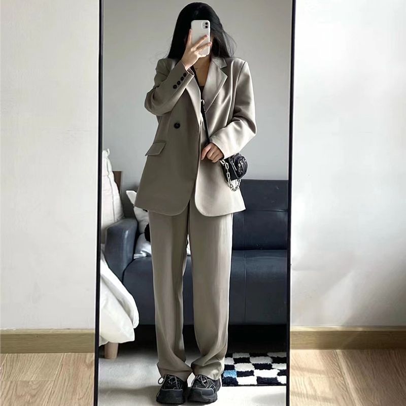 Fashionable Casual High-End Women's Blazer2025New Spring and Autumn Korean Style Loose Slimming Two-Piece Suit Set