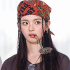 Celebrity Style Denim Print Headscarf Retro Fashion Niche High-end Feel Hairband Sweet Cool Unique Hair Accessory Decorative Headscarf