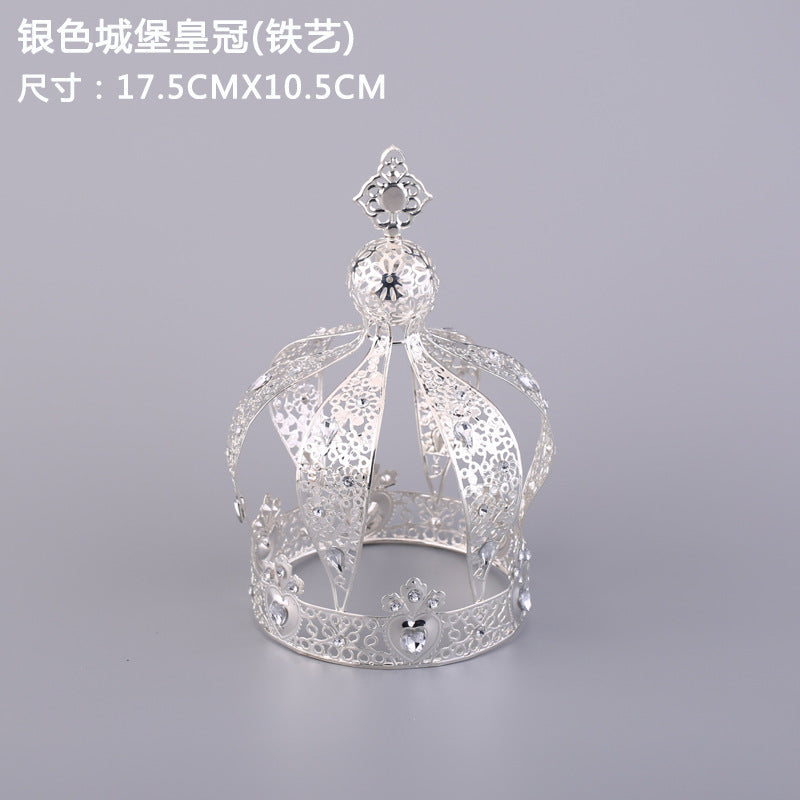 Celebrity Style Decorations Baking silver Black gold Castle Crown Birthday Cake Baking Decoration Accessories Ornaments Gift Blind Box
