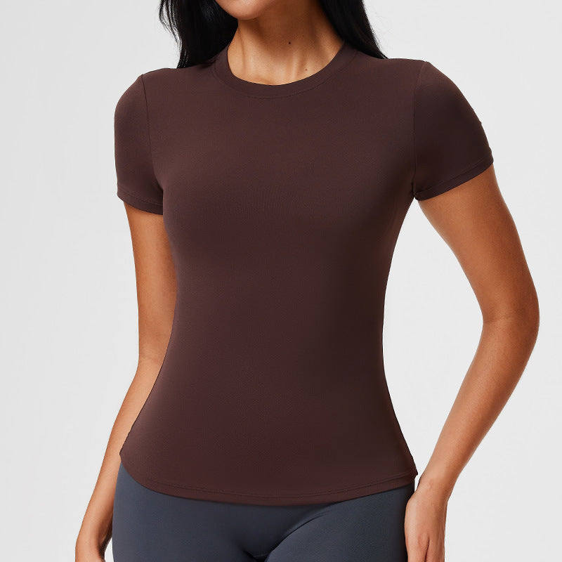 New Casual Sportswear t Women's Slim Fit Quick-Dry Barely-There Feel Fitness Top Shirt Running Yoga Short Sleeve