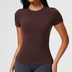 New Casual Sportswear t Women's Slim Fit Quick-Dry Barely-There Feel Fitness Top Shirt Running Yoga Short Sleeve