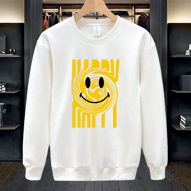 Men's Crew Neck Sweatshirt2024New Spring Autumn Winter Cool Loose Men's Smiley Face Long Sleeve Casual Trendy Jacket