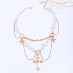 Celebrity Style Jewelry Niche Design Hot Girl Imitation Pearl Tassel Heart Cross Butterfly Versatile Necklace for Women