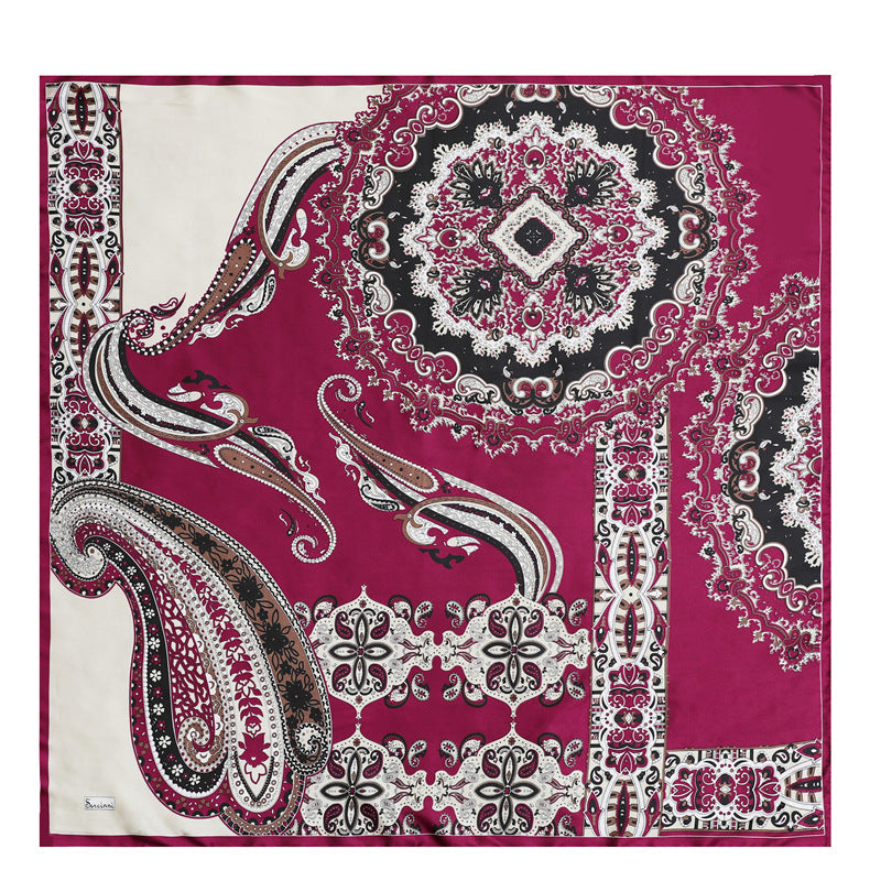 Same Style as Stars2025New Paisley Small Cashew Deformed Insect Satin70Silk Scarf Scarf Headscarf Fashion Design Small Water Drop Square Scarf Decoration Matching Headscarf