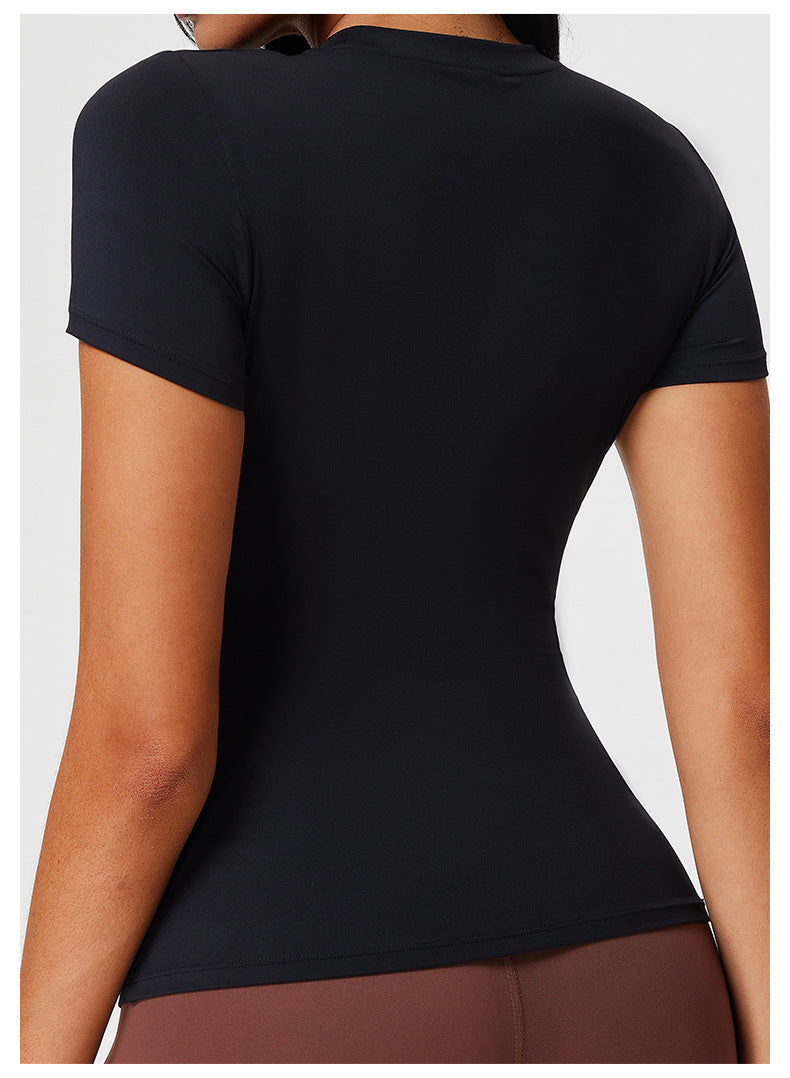 New Casual Sportswear t Women's Slim Fit Quick-Dry Barely-There Feel Fitness Top Shirt Running Yoga Short Sleeve