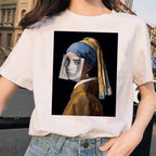 Same Style as Stars Billie Girl with a Pearl Earring World Famous Painting by Vermeer Short Sleeve T T-shirt Women's Bottoming Shirt