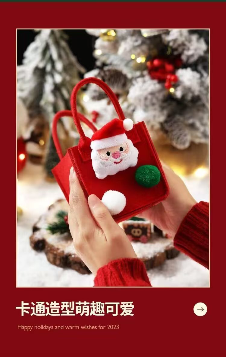 48h Shipping Christmas Eve Packaging Bag Small Gift Bag Felt Handheld Candy Bag