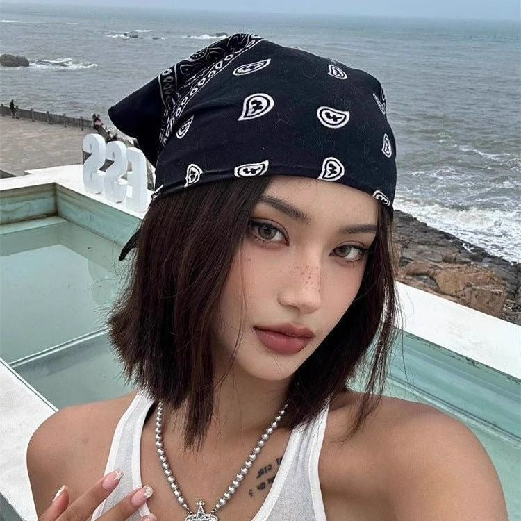 Same Style as Stars2025New Paisley Small Cashew Deformed Insect Satin70Silk Scarf Scarf Headscarf Fashion Design Small Water Drop Square Scarf Decoration Matching Headscarf