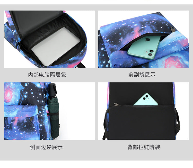 Celebrity Style Trendy European and American Billie Pencil Bag Shoulder Backpack Three-piece School Bag