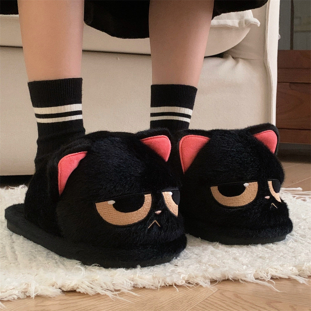 "Mood" Grumpy Cat Plush Slippers - Kawaii Gamer Girl Essential