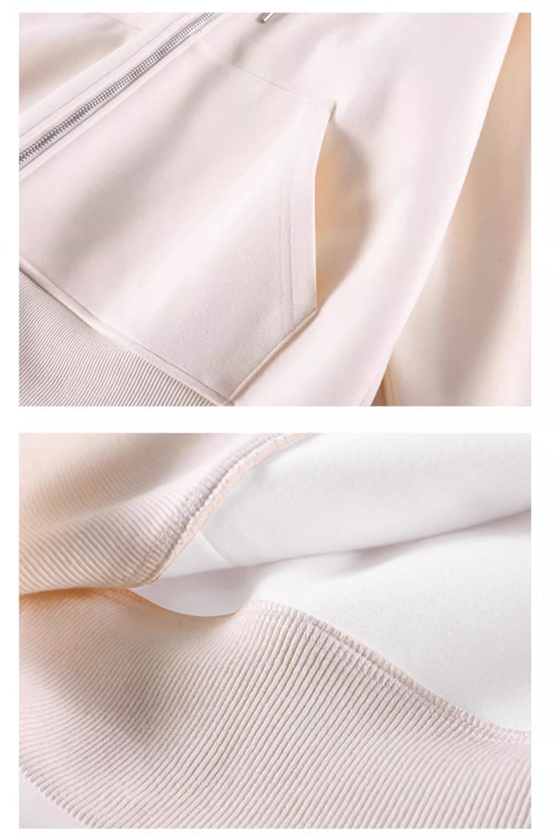 Early Autumn Women's Sweatshirt Jacket2025Spring and Autumn New Style Hooded Loose Casual Cardigan Thin Sports Fleece Top