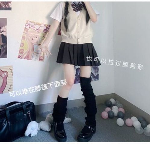 White Knitted Sock Covers Autumn Winter Warm Mid-Calf Socks y2k Harajuku Style Hot Girl Japanese Style jk College Style Slouch Socks for Women.