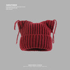 Same Style as Stars2025Winter Essential Cat Ear Tassel Hat for Women, Thickened Warm Knitted Hat, Fashionable Versatile Autumn Winter Cute Quality Style