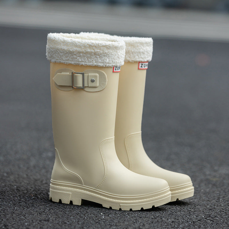 Star Custom Fashion Korean Style Women's High Tube Rain Boots Non-Slip Waterproof Wear-Resistant Long Tube Water Boots Adult Rubber Shoes