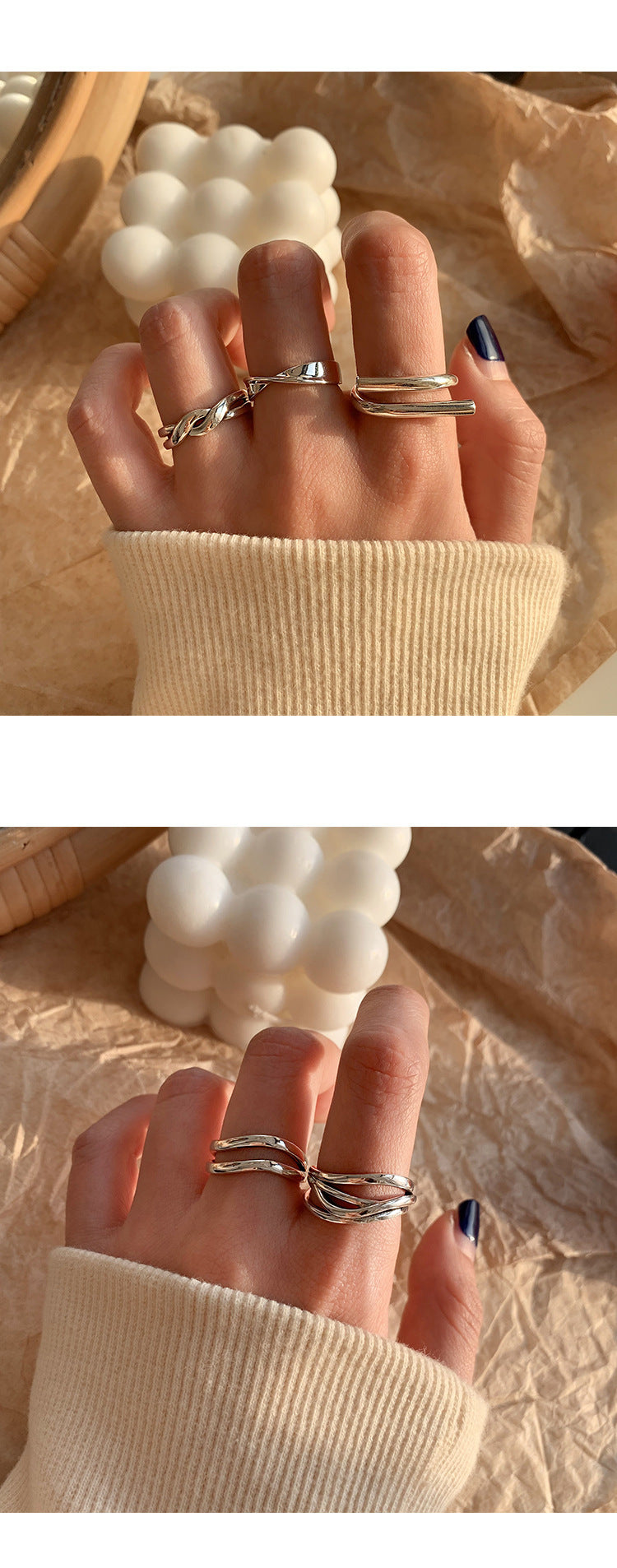 2026New design with high-quality texture925Index Finger Pure Silver Decorative Ring for Women, Light Luxury Niche ins Minimalist Style Personality Fashion Ring