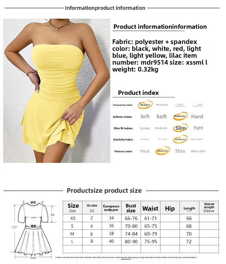 New Women's Fashion Slim Fit Ruched Strapless Bodycon Sexy Dress