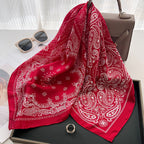 Same Style as Stars2025New Paisley Small Cashew Deformed Insect Satin70Silk Scarf Scarf Headscarf Fashion Design Small Water Drop Square Scarf Decoration Matching Headscarf