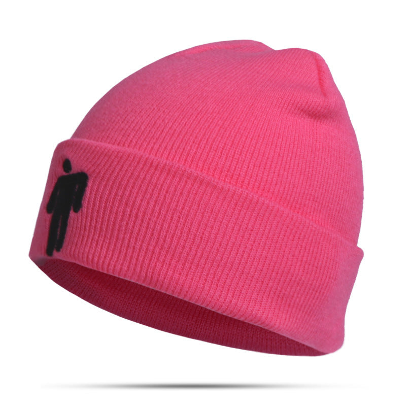 New style knitted hat similar to celebrity style Billie Knitted Hat Embroidery Autumn Winter Export Pullover Brimless Hat