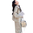 High-End Casual Sports Suit for Women, Autumn and Winter, Petite Workwear Style, Sweatshirt and Sweatpants Two-Piece Set, Early Autumn Complete Set