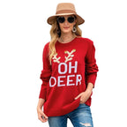 Autumn Winter Women's Christmas Long Sleeve Pullover Sweater European American Knitted Letter Bell Round Neck Holiday Sweater Christmas Limited Edition