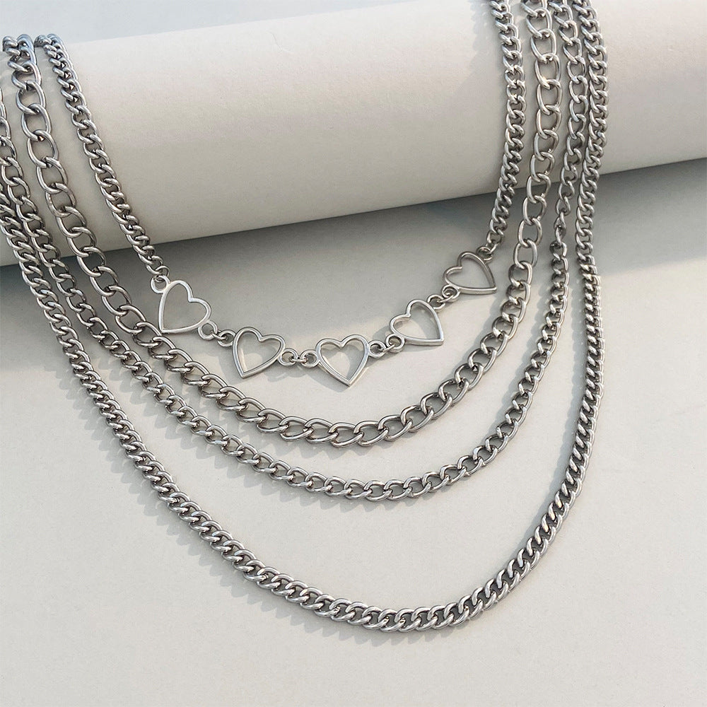 Celebrity Style Accessories ins Vintage Alloy Retro Pearl Cross Pendant Accessory Punk Versatile Multi-layer Sweater Necklace for Women Trendy