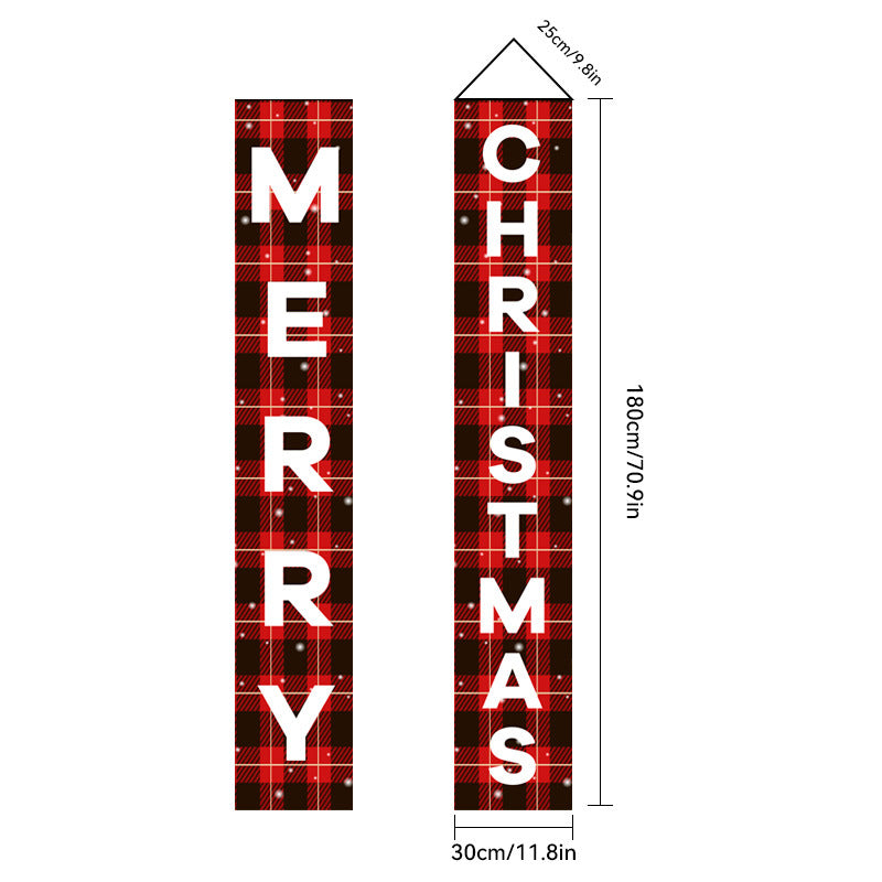 2026New Year Christmas Couplets Santa Claus Soldier Outdoor Decoration Door Curtain Hanging Flag Outdoor European and American