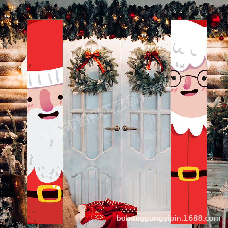 2026New Year Christmas Couplets Santa Claus Soldier Outdoor Decoration Door Curtain Hanging Flag Outdoor European and American