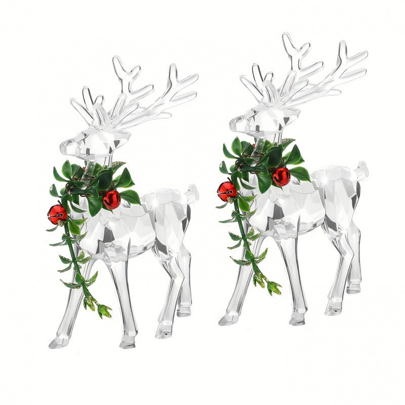 2026Style B1709 Acrylic Christmas Reindeer Ornament with Red Bell
