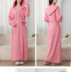 Autumn Winter Long Hooded Bathrobe Hotel Men Women Bathrobe Pajamas Homewear Long Sleeve Cross-Border Amazon One Piece Dropshipping