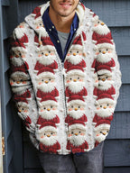 2025Hot Selling  Foreign Trade New Christmas3D Digital Printed Casual Zipper Hooded Jacket