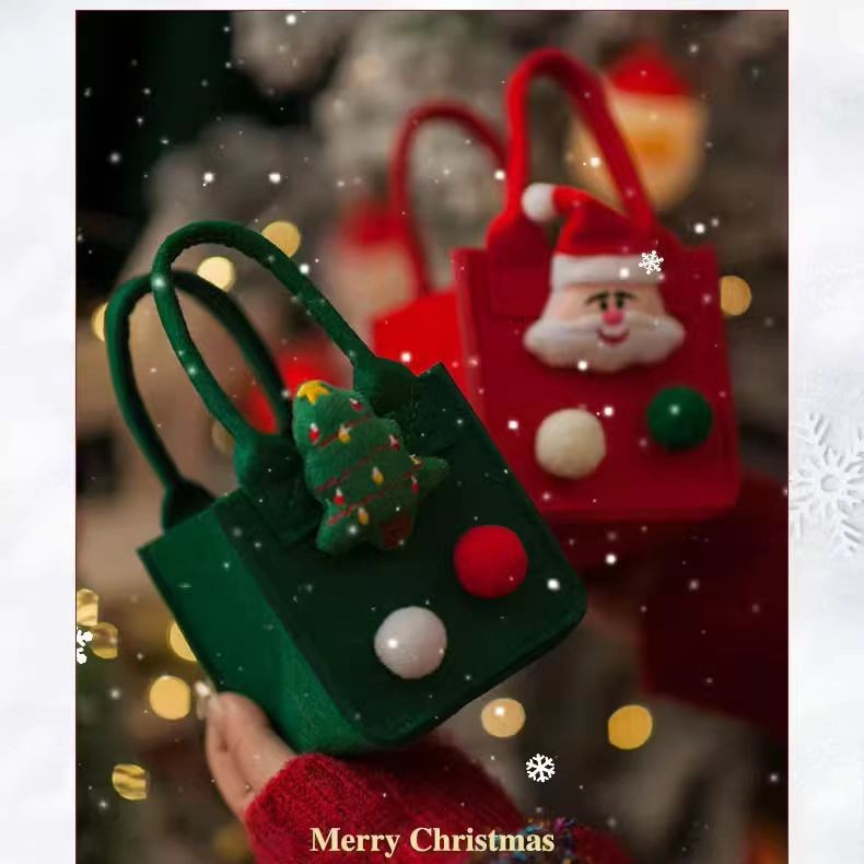 48h Shipping Christmas Eve Packaging Bag Small Gift Bag Felt Handheld Candy Bag