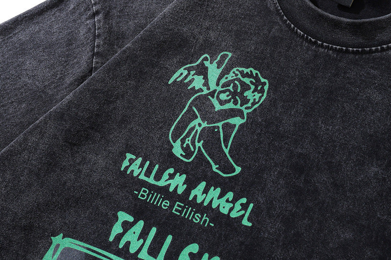 Celebrity Style American Retro Billie Singer Character Print Short Sleeve T Men's and Women's Street Style Short Sleeve T-Shirt