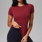 New Casual Sportswear t Women's Slim Fit Quick-Dry Barely-There Feel Fitness Top Shirt Running Yoga Short Sleeve