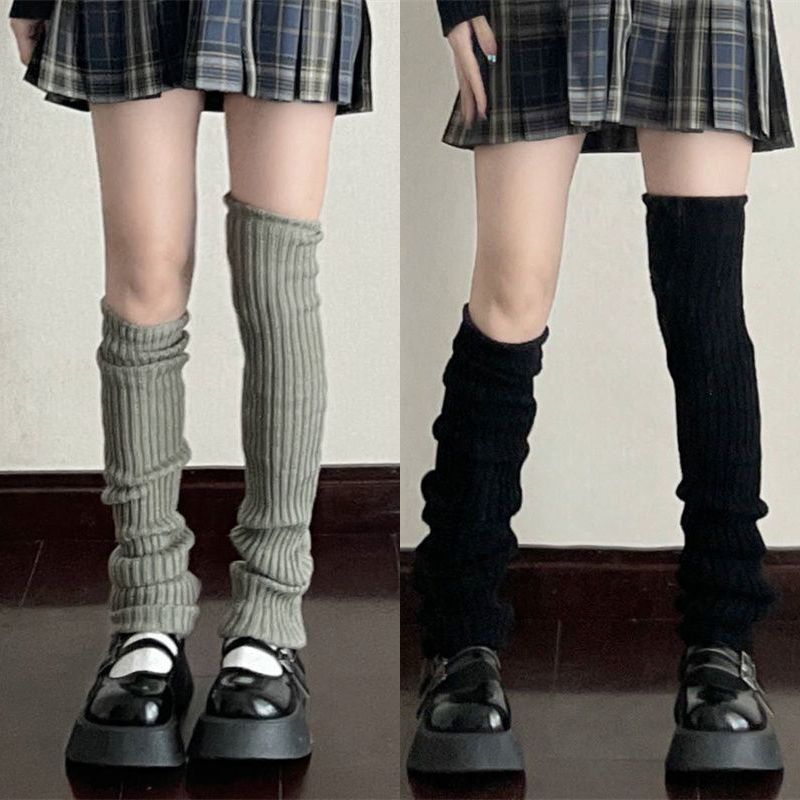 White Knitted Sock Covers Autumn Winter Warm Mid-Calf Socks y2k Harajuku Style Hot Girl Japanese Style jk College Style Slouch Socks for Women.