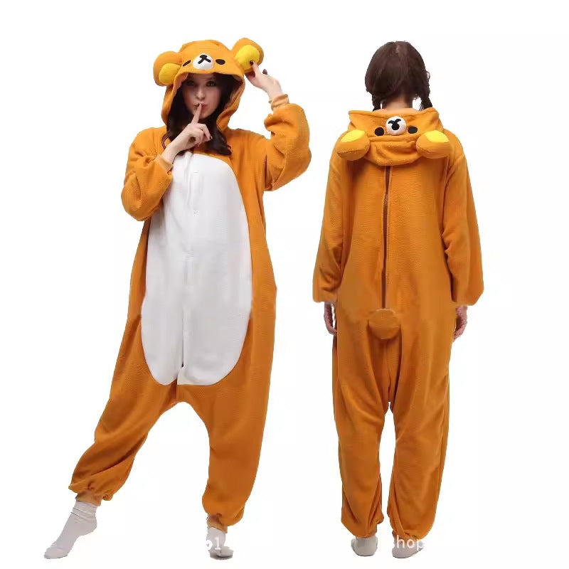 Japanese Style Rilakkuma Sister Cartoon One-Piece Pajamas Halloween Unisex Stage Performance Costume Rilakkuma
