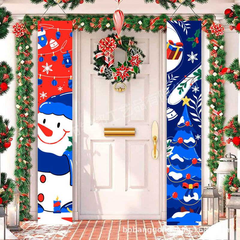 2026New Year Christmas Couplets Santa Claus Soldier Outdoor Decoration Door Curtain Hanging Flag Outdoor European and American