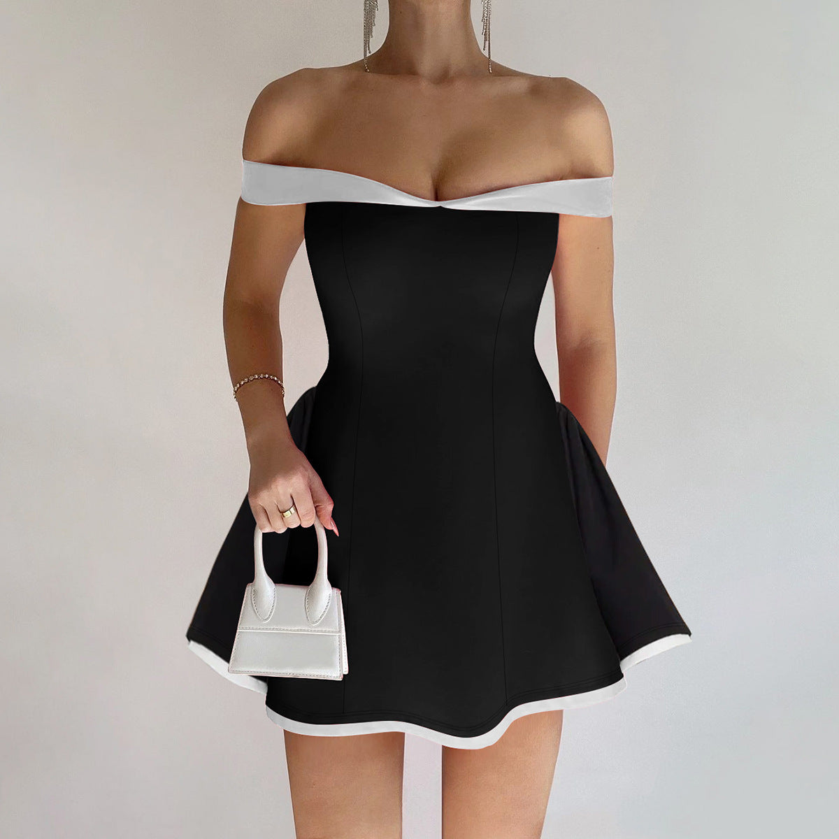 New Fashion Sexy Strapless One-Shoulder Slim Fit Short Dress