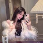 DFAY Halter Neck Knitted Dress Two-tone Lace Hollow Sexy Elegant Slim Fit Inner Dress for Women Autumn Winter