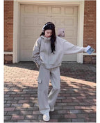 High-End Casual Sports Suit for Women, Autumn and Winter, Petite Workwear Style, Sweatshirt and Sweatpants Two-Piece Set, Early Autumn Complete Set