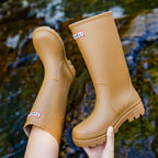 Star Custom Fashion Korean Style Women's High Tube Rain Boots Non-Slip Waterproof Wear-Resistant Long Tube Water Boots Adult Rubber Shoes